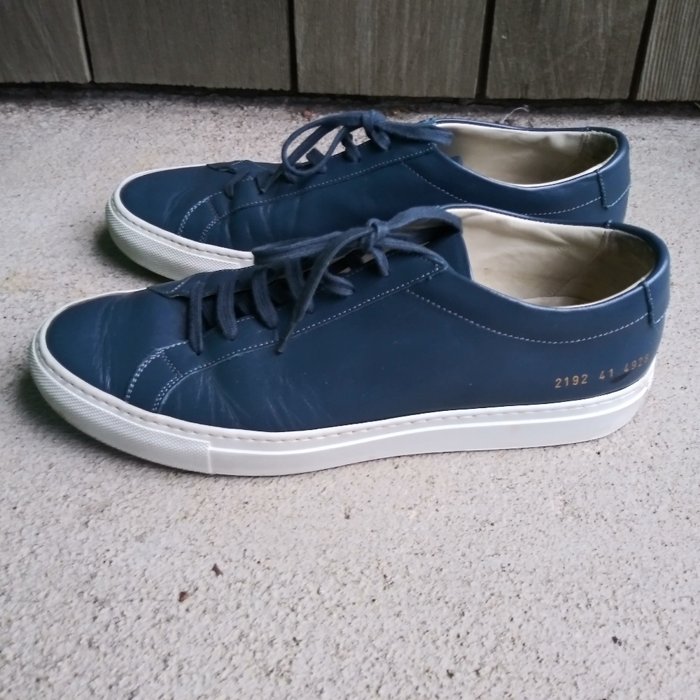 Womens Common Project Blue Leather Sneaker Shoes Size 41 - Picture 5 of 9